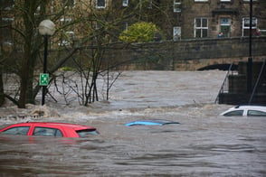 cars underwater in a flood