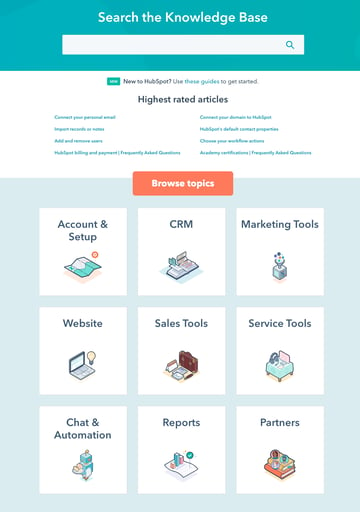 Hubspot Customer Self Service Knowledge Center Homepage