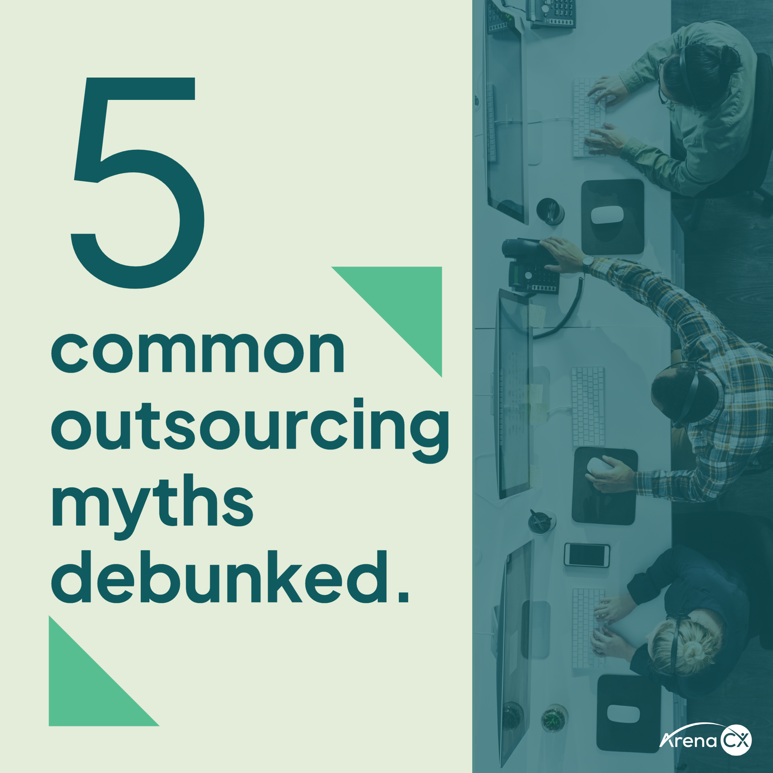 common outsourcing myths debunked with three agents at a contact center call center